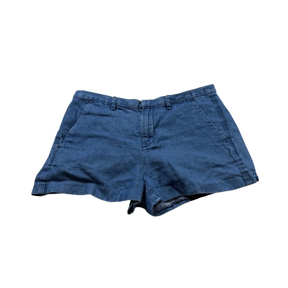 Madewell Linen Blend Shorts Size 6 Blue Summer Chino Casual Basic Festival Beach